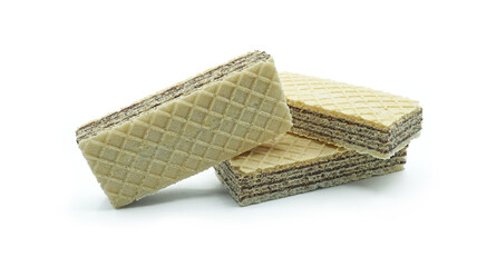 Stack of wafers cream hazelnut chocolate, Isolated on white background