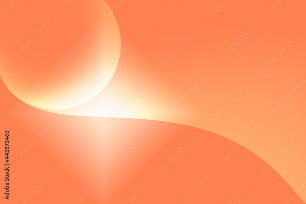 Poster abstract background orange futuristic graphic. orange background with curve circle and light.