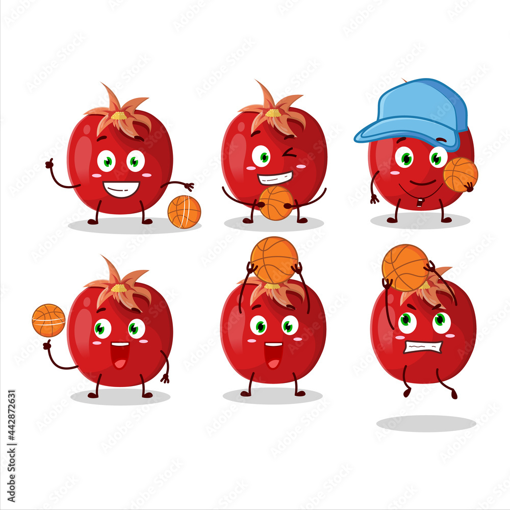 Canvas Prints talented pomegranate cartoon character as a basketball athlete