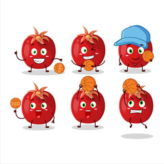 Talented pomegranate cartoon character as a basketball athlete