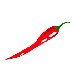 Ripe red chili pepper isolated on a white background.Vector illustration.The vegetable can be used in labels,packaging, textiles, menus.