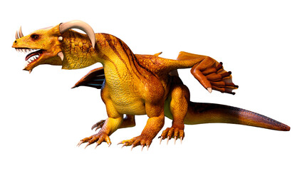 3D Rendering Fairy Tale Dragon on White