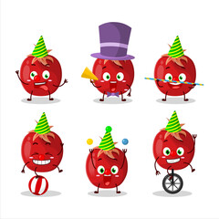 Cartoon character of pomegranate with various circus shows
