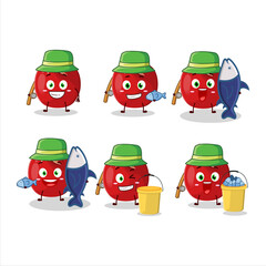 A fisherman pomegranate cartoon picture catch a big fish