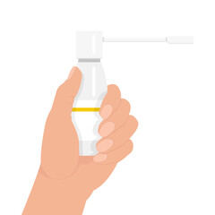 in hand throat aerosol, throat medicine, medicine concept, disease treatment concept. sore throat treatment. Medicine healthcare concept. Medical background