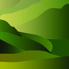 Obraz premium Fields landscape. Scenic green hills nature sky horizon meadow grass field rural land agriculture grassland. Summer vector background