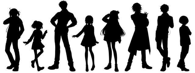 Full body silhouette illustration of cartoon-style character