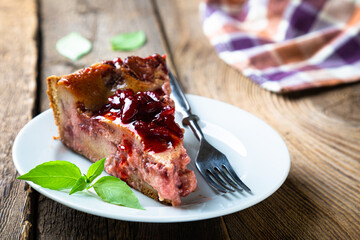 Homemade strawberry pie on the table