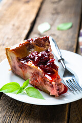 Homemade strawberry pie on the table