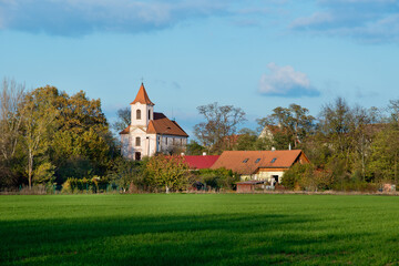 Fototapeta na wymiar Panoramic view of Hradiste village. Czech Republic.