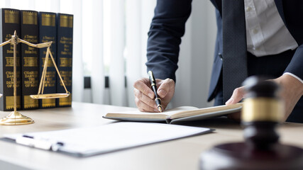 Lawyers or judges sign documents in accordance with legal and fair terms of agreement, Legal Ethics...