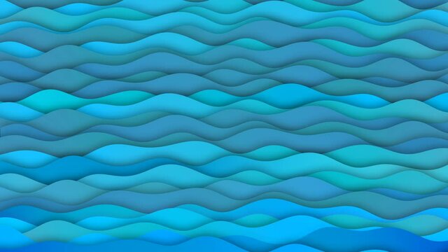 Blue waves cartoon abstract background animation. Many shades of blue colour. Good for intro, titles, opener, presentation, etc... Seamless loop.