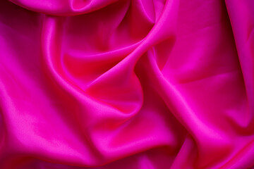 Pink fabric cotton background. display  abstract texture luxury cloth soft wave.  for well use text present or promote your goods, products on free space background. top view or flat lay.