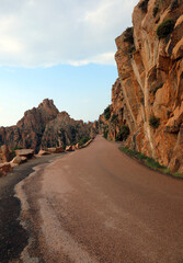 Road called D81 near the Piana Town in Corse Island in France