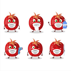 A picture of pomegranate cartoon design style keep staying healthy during a pandemic