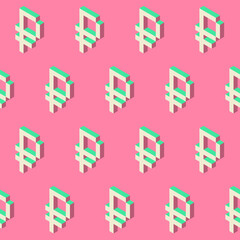 Summer seamless geometric pattern with the image of engineering money, banknotes, currencies. Euro, dollar, yen, ruble, bitcoin. Vector design for web banner, business presentation.