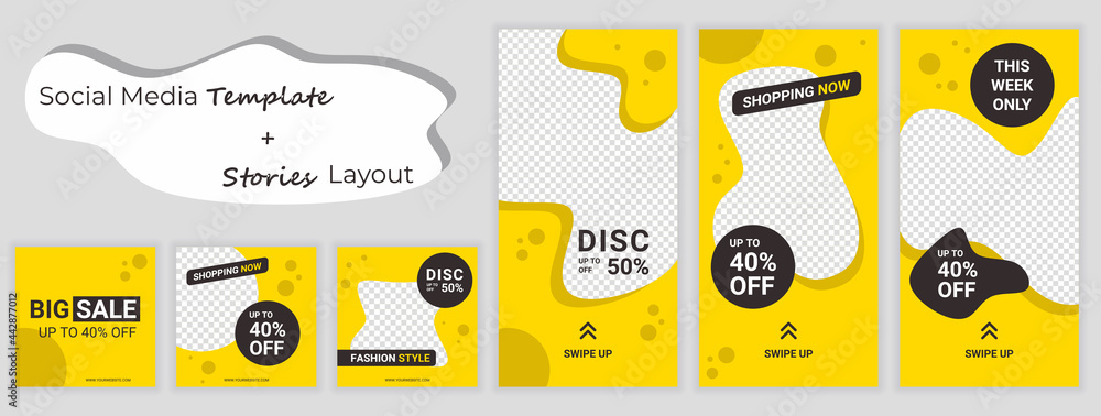 Poster set of editable minimal square banner template. colorful background color with stripe line shape. su