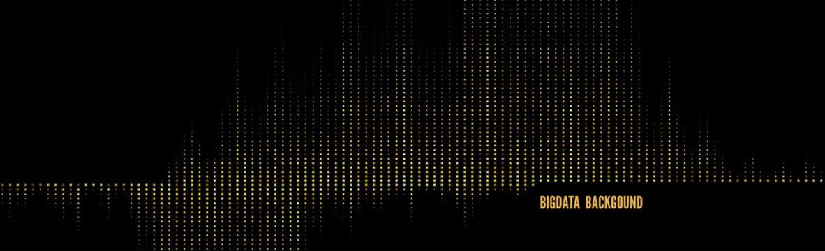 Vector abstract Big Data golden particle wave. Futuristic illustration.