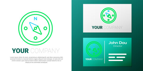 Line Compass icon isolated on white background. Windrose navigation symbol. Wind rose sign. Colorful outline concept. Vector