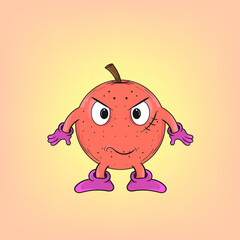 orange citrus fruit on guard mascot Logo Cute