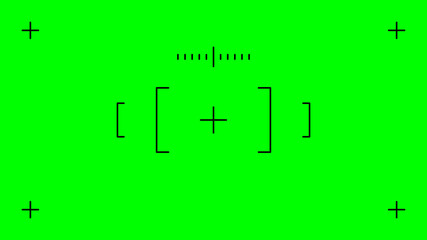 Green screen, chromakey background. Blank green background with VFX motion tracking markers. Chroma key background for keying, motion graphic and video effects