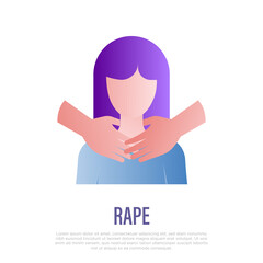 Victim of violence. Rape. Man hands strangle woman by neck. Abuser. Aggressive behavior. Gradient icon. Vector illustration.