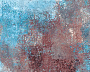 Modern art. Versatile artistic backdrop for creative design projects: posters, banners, cards, websites, magazines, wallpapers. Raster image. Unusual hand painted texture.  Blue and brown colours.