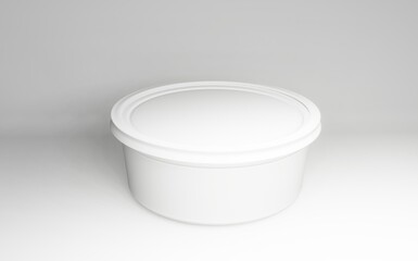 realistic illustration mockup of white plastic cup. Template for the presentation of packaging design and labels