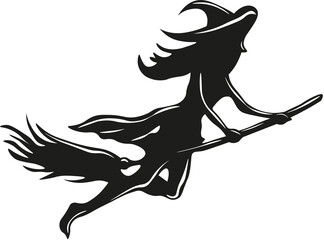 black witch sihouette on broom