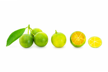 Group of Cumquat or Kumquat fruit (Thai Fruit) with isolated on white background