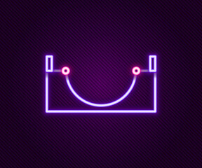 Glowing neon line Skate park icon isolated on black background. Set of ramp, roller, stairs for a skatepark. Extreme sport. Colorful outline concept. Vector