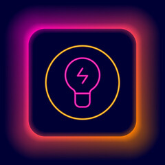 Glowing neon line Light bulb with concept of idea icon isolated on black background. Energy and idea symbol. Inspiration concept. Colorful outline concept. Vector