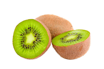 Fototapeta na wymiar kiwi fruit whole and halved isolate