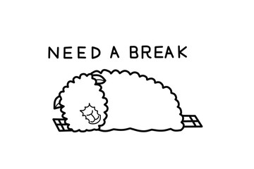 Hand drawn sleeping sheep clipart. Cute sheep sleeping.