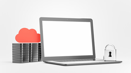 laptop with cloud storage concept for product display