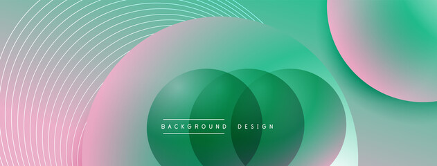 Gradient circles with shadows. Vector techno abstract background. Modern overlapping forms wallpaper background, design template