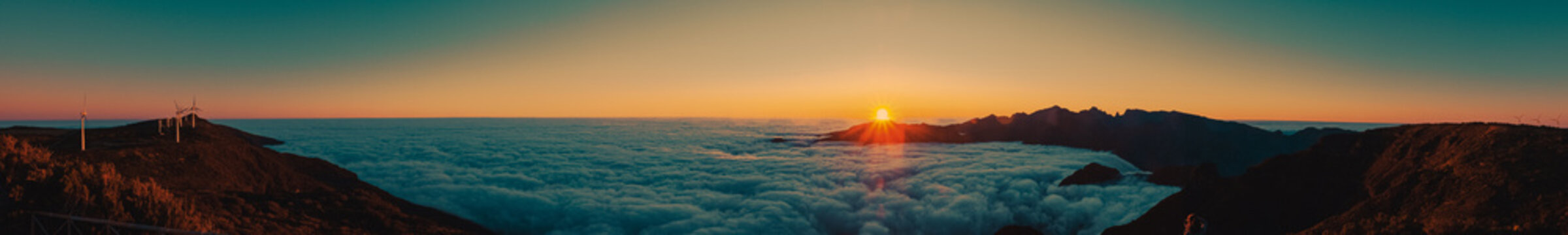 Amazing panoramic sunrise in Bica da Cana, Madeira, Portugal