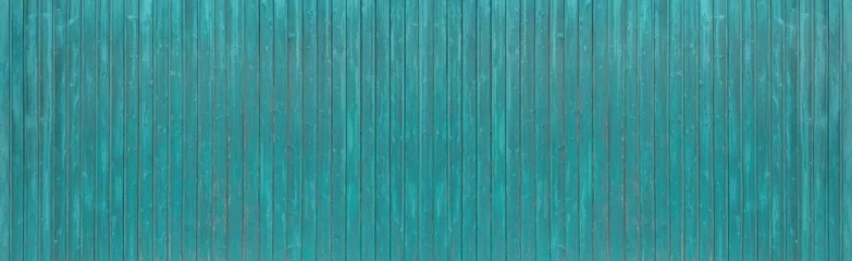 Türkis blau gestrichene, leicht verwitterte Holzwand aus vertikalen Brettern - Panorama Hintergrund © Robert Schneider