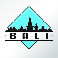 Bali, Indonesia Skyline Logo. Adventure Landscape Design Vector Illustration.