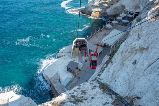 Rosh Hanikra National Park with beautiful grottoes on the border with Lebanon
