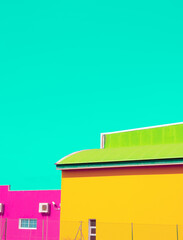 Geometry colorful architecture. Stylish wallpaper. Summer Minimal concept