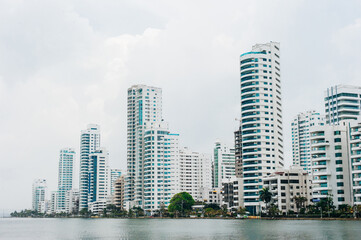 Cartagena de Indias, Bolivar, Colombia, 2021: View of Bocagrande hotels and commercial centers