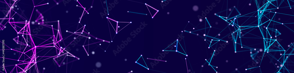Poster polygonal background with dots and lines. network connection structure. science and technology. 3d