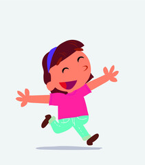  cartoon character of little girl on jeans running euphori