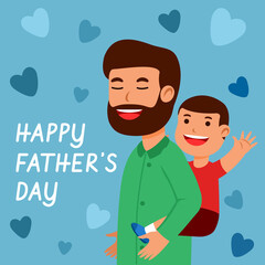 Father Carrying Son At Back