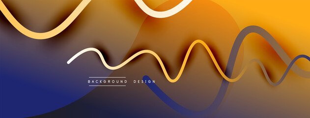 Abstract gradient background with wave line with shadow effect. Geometric composition. 3D shadow effects and fluid gradients