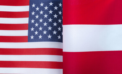 fragments of the national flags of the USA and Austria in close-up