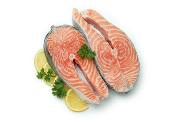 Fresh raw salmon isolated on white background