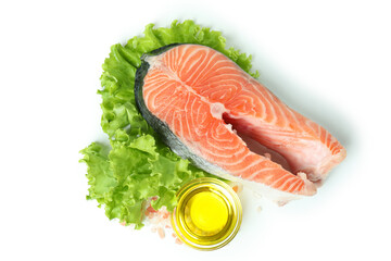 Fresh raw salmon isolated on white background