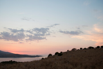 Hills and Seascape. View on Corfù Island from Ksamil, Albania